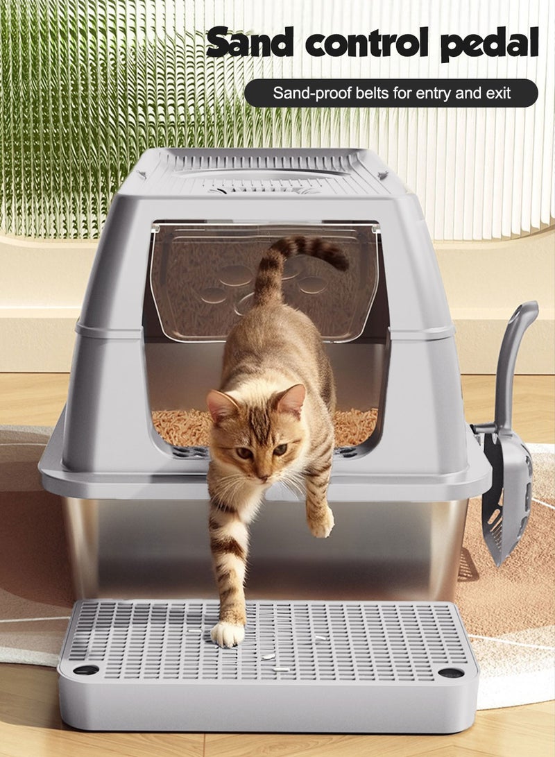 كيدل صندوق فضلات قطط مغلق بالكامل، مرحاض قطط مغطى بالكامل، سعة كبيرة - Image 4